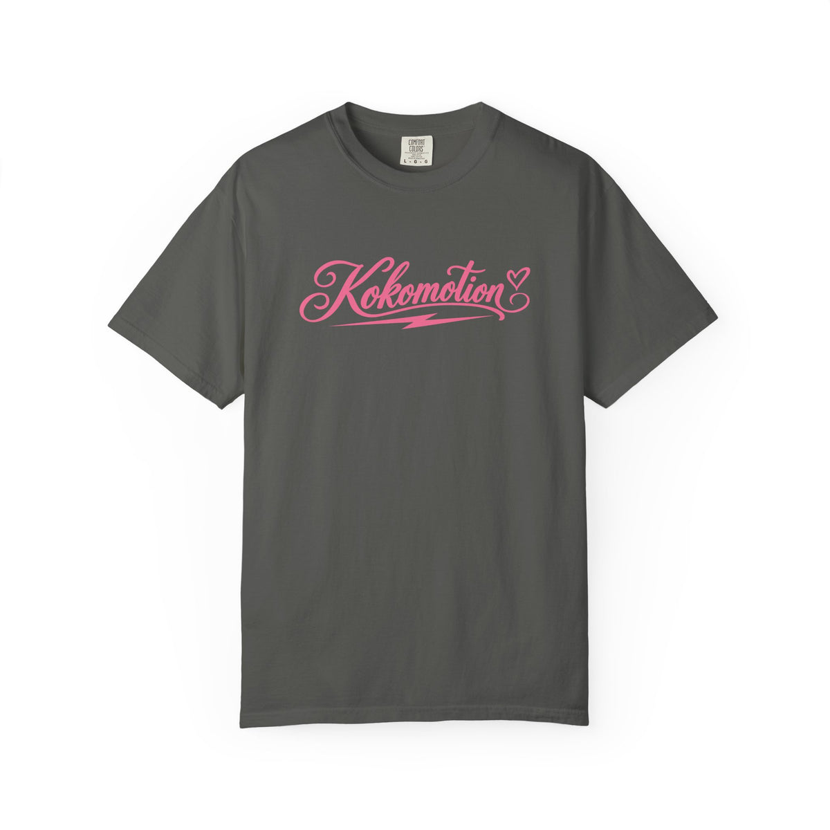 Kokomotion Script Tee | Pink Horse Racing Shirt | Comfort Colors Garment-Dyed T-Shirt
