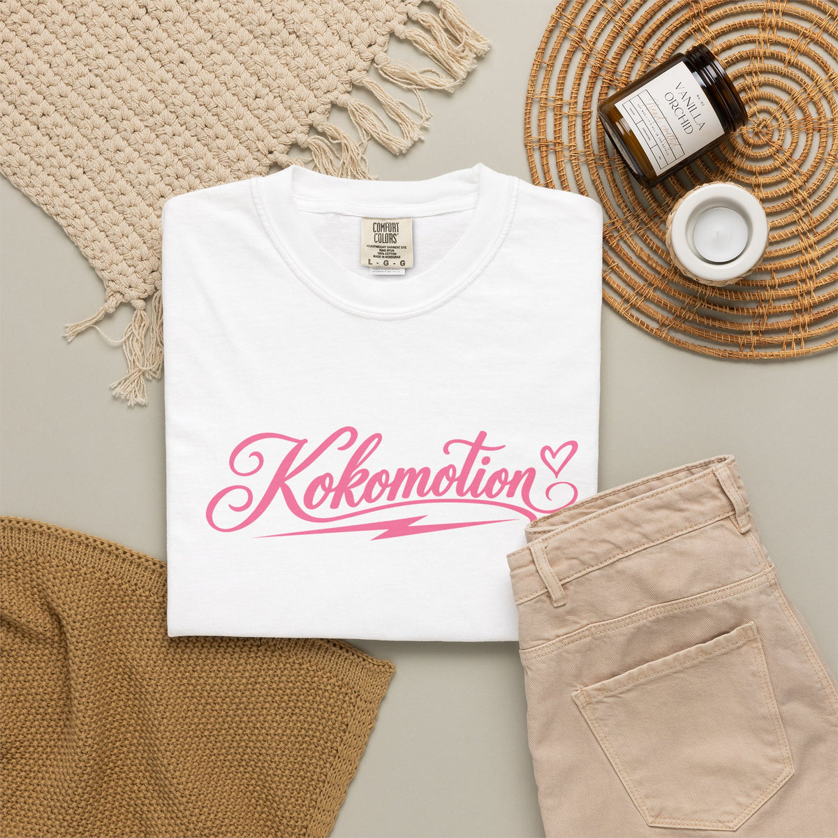Kokomotion Script Tee | Pink Horse Racing Shirt | Comfort Colors Garment-Dyed T-Shirt
