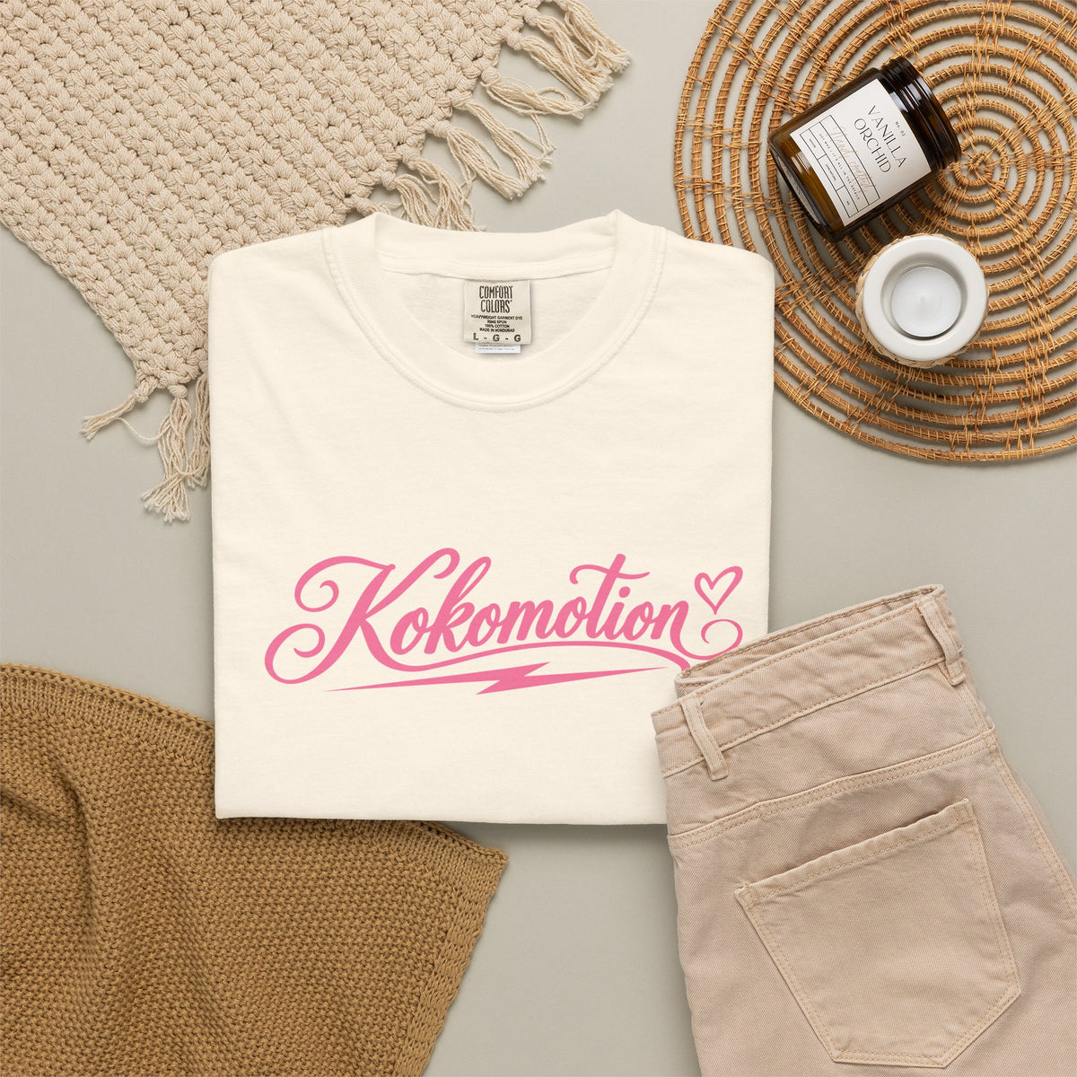 Kokomotion Script Tee | Pink Horse Racing Shirt | Comfort Colors Garment-Dyed T-Shirt