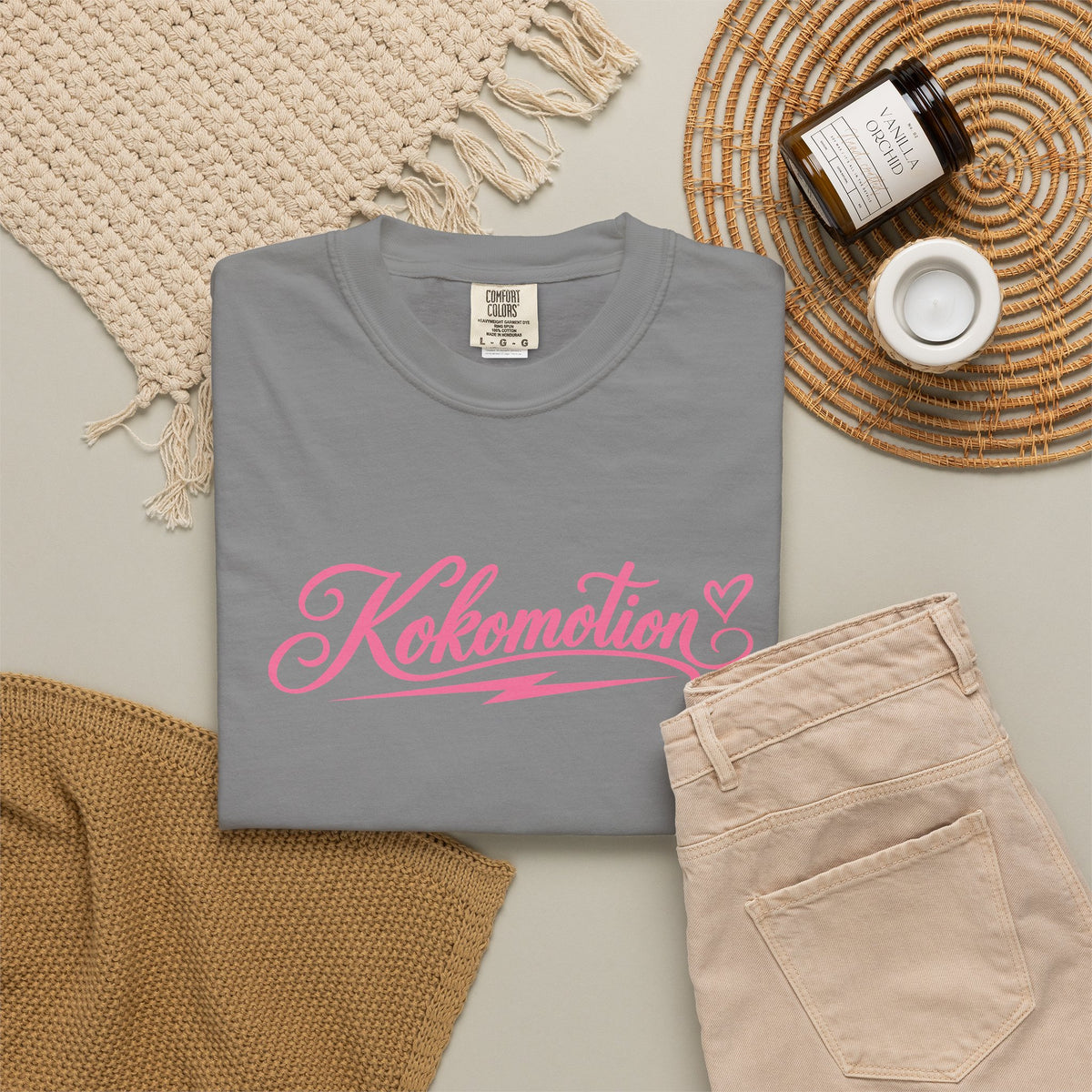 Kokomotion Script Tee | Pink Horse Racing Shirt | Comfort Colors Garment-Dyed T-Shirt