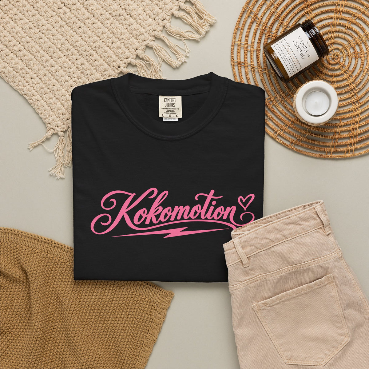 Kokomotion Script Tee | Pink Horse Racing Shirt | Comfort Colors Garment-Dyed T-Shirt